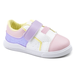 Tênis Bebê Feminino Pampili Pom Pom   - Branco/colorido