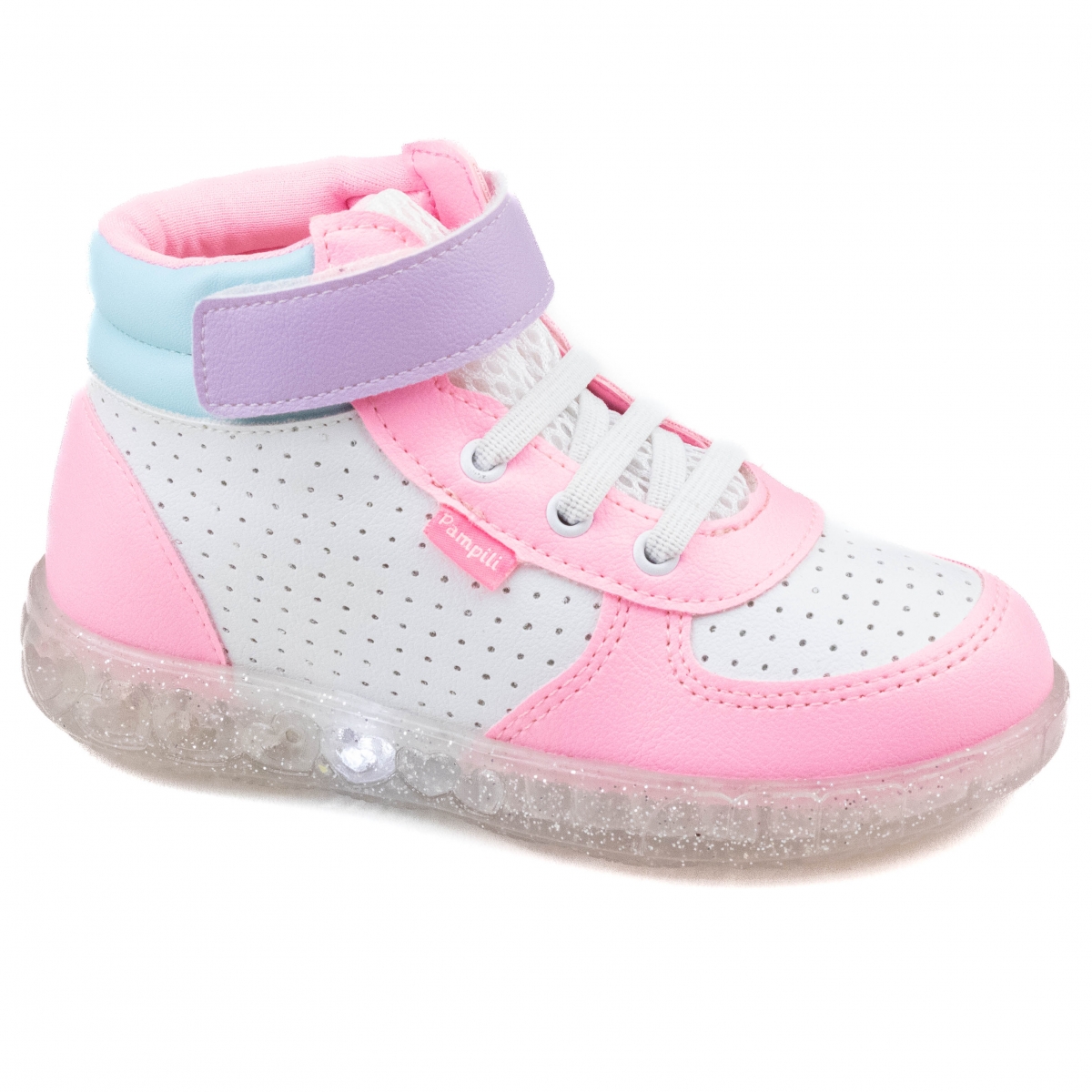 Tênis Infantil Feminino Pampili Sneaker Luz - Branco/colorido