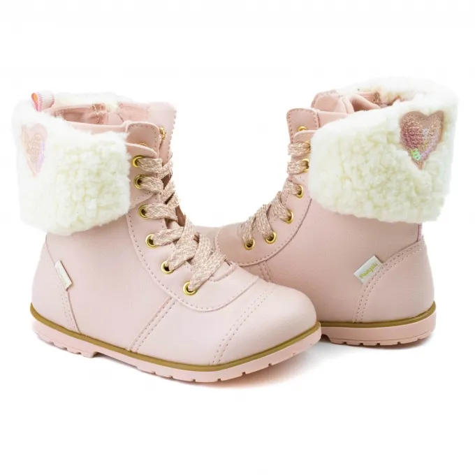 Coturno Infantil Feminino Pampili Pelo Rosa 141056