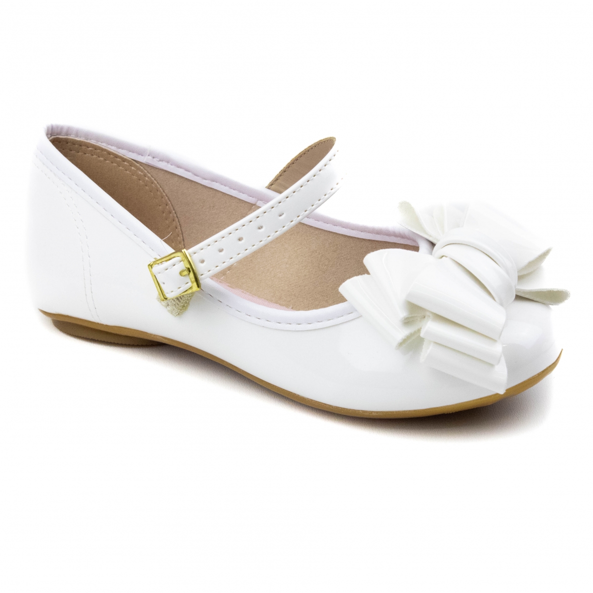 Sapatilha Infantil Feminina Molekinha Boneca Verniz  - Branco