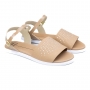 Sandália Feminina Moleca Rasteira com Strass - Nude/branco