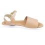Sandália Feminina Moleca Rasteira com Strass - Nude/branco