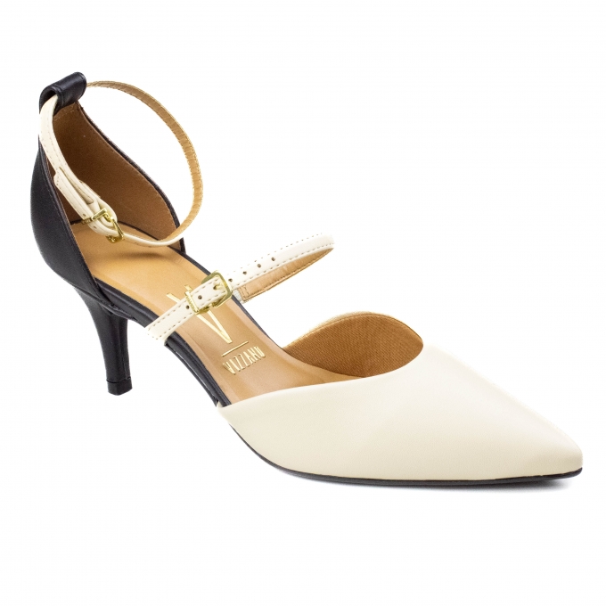 Scarpin Feminino Vizzano  - Creme/preto