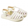 Sandália Infantil Feminina Molekinha Rasteira Huarache - Branco/rosa/collors