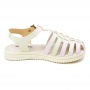 Sandália Infantil Feminina Molekinha Rasteira Huarache - Branco/rosa/collors