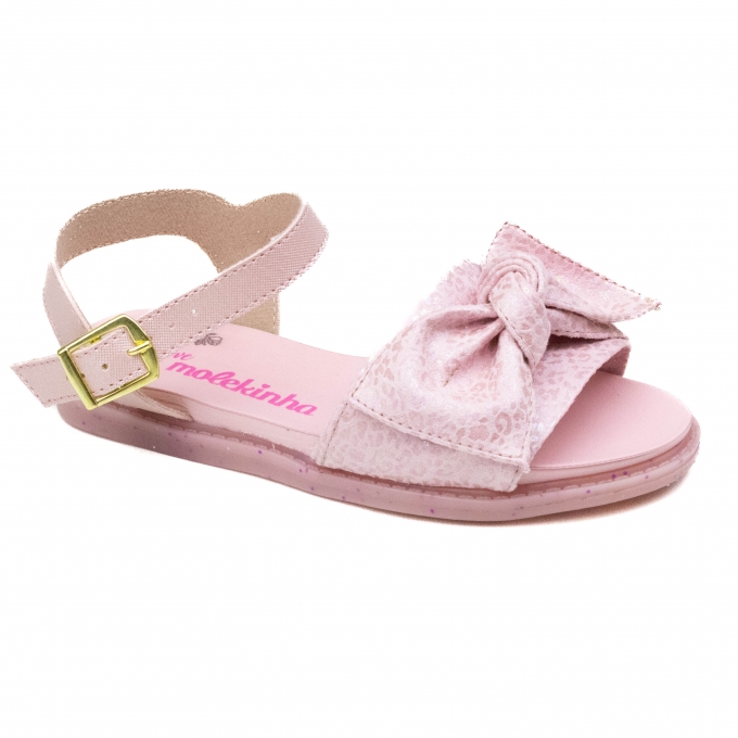 Sandália Rasteira Infantil Feminino Molekinha - Rosa/holografico