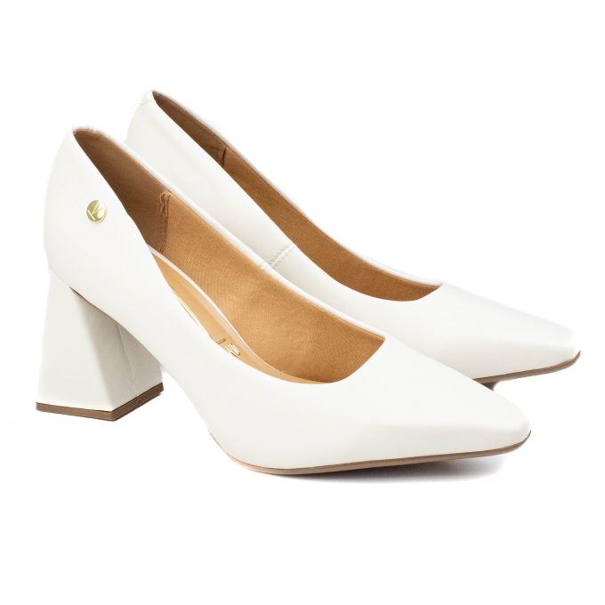 Scarpin Feminino Vizzano Salto Geométrico  - Branco off