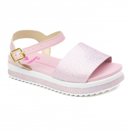 Sandália Infantil Feminina Molekinha Anabela Glitter - Rosa/holografico