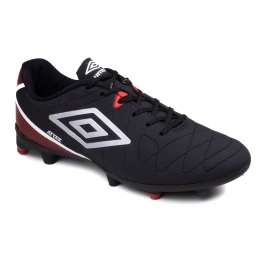 Chuteira Masculina Campo Umbro Attak Eternal - PRETO/PRATA/VERMELHO