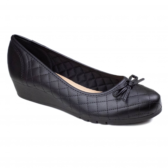 Sapato Feminino Moleca Anabela Napa - PRETO