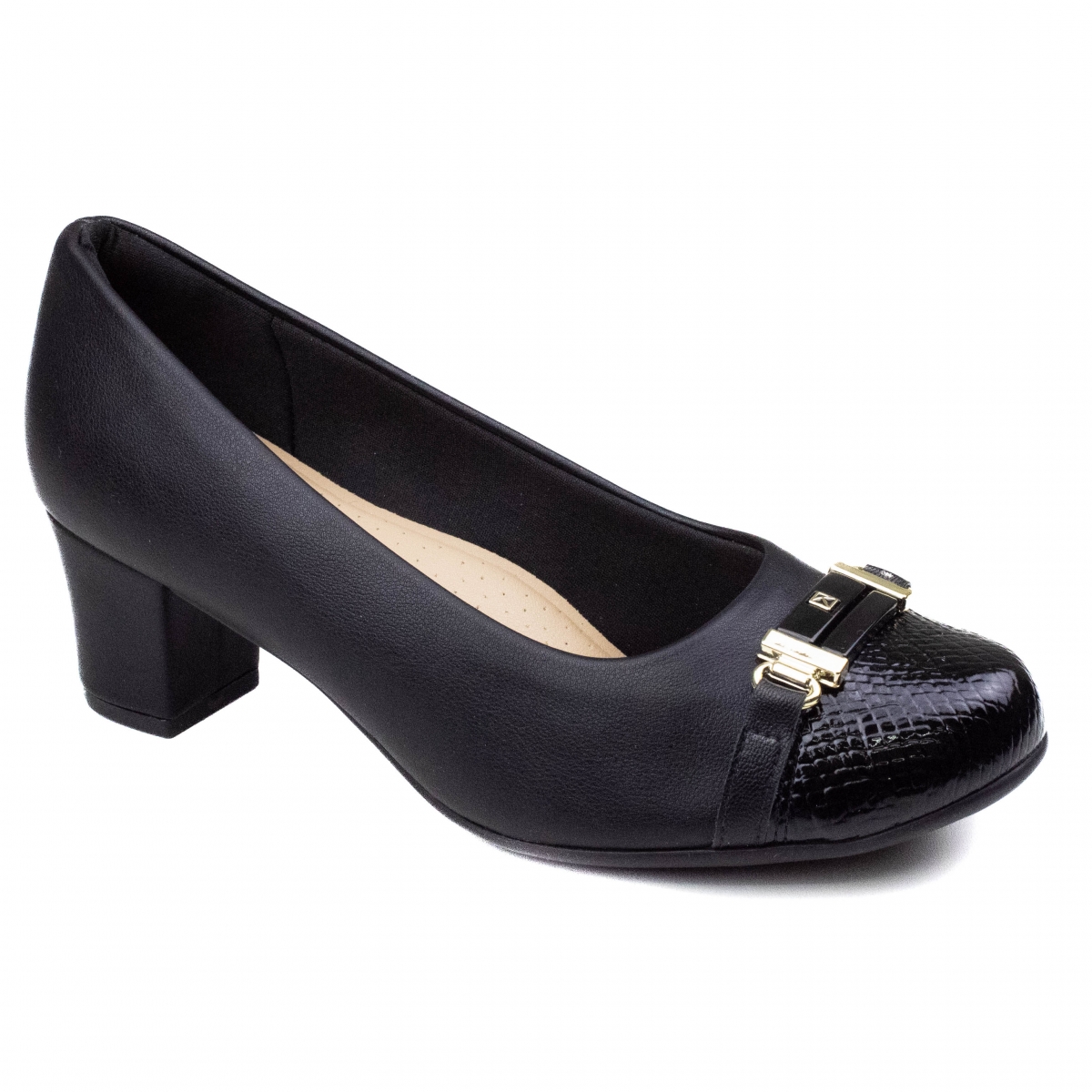Sapato Feminino Piccadilly Napa Strecht - PRETO