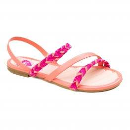 Sandália Infantil Feminina Molekinha Rasteira - CORAL/MULTI PINK