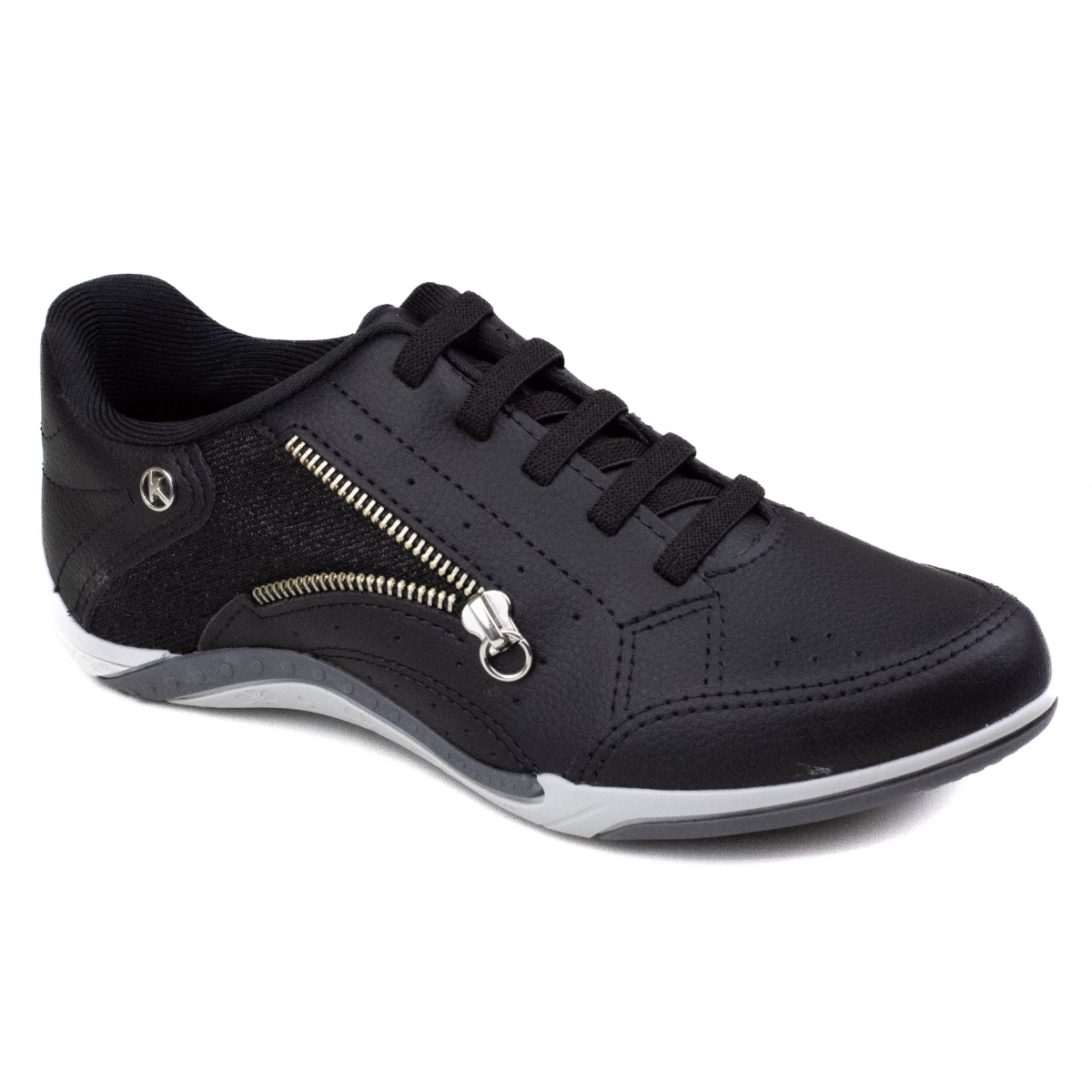 Tênis Feminino Kolosh Enfeite Zíper - PRETO