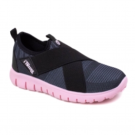 Tênis Infantil Feminino Novopé Slip - PRETO/ROSA BEBE 825