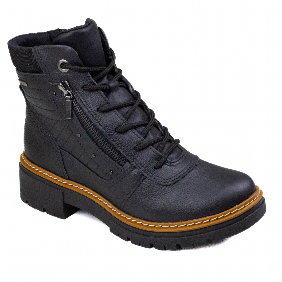Coturno Feminino Dakota Cano Baixo Couro  - PRETO