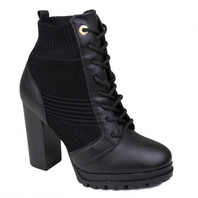 Coturno Feminino Salto Knit - PRETO