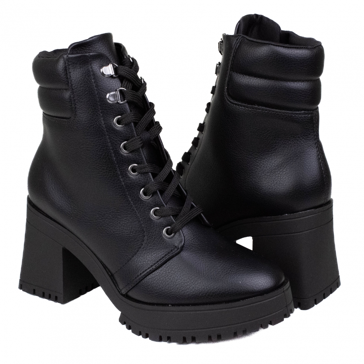 Bota Preta Coturno Preto Salto Grosso Bota Coturno VIA UNO Salto