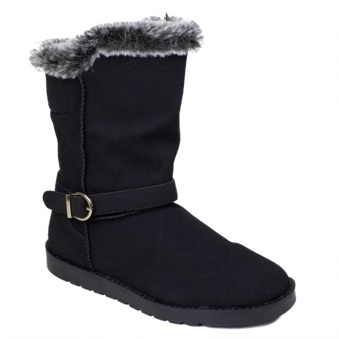 Bota Feminina Mooncity Ugg Pelo Fivela - PRETO