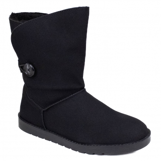 Bota Feminina Mooncity Ugg Pelo Botão - PRETO