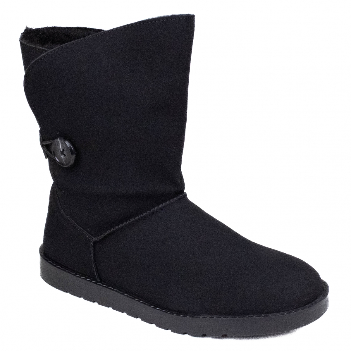 Bota Feminina Mooncity Ugg Pelo Botão - PRETO