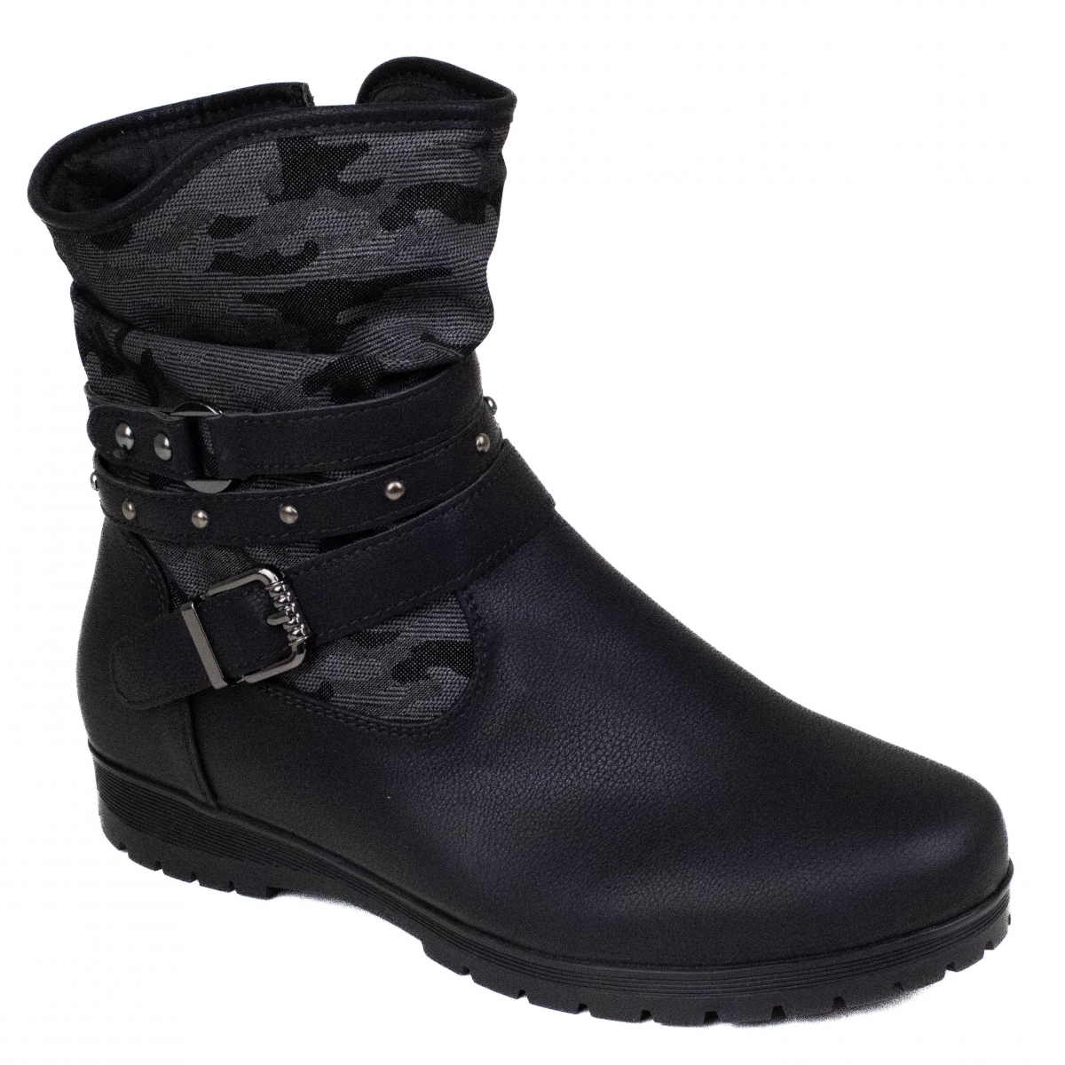 Bota Feminina Mooncity Rasteira Cano Baixo Tecido - PRETO