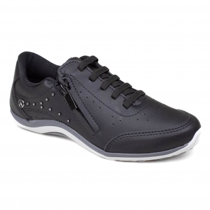 Tênis Feminino Kolosh Strass Zíper - PRETO