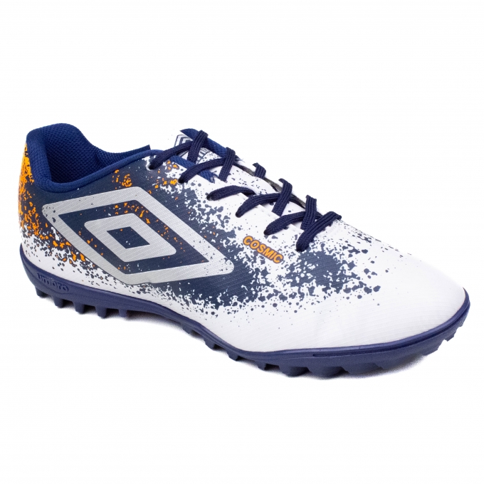 Chuteira Society Masculina Umbro Cosmic - BRANCO/MARINHO/LARANJA