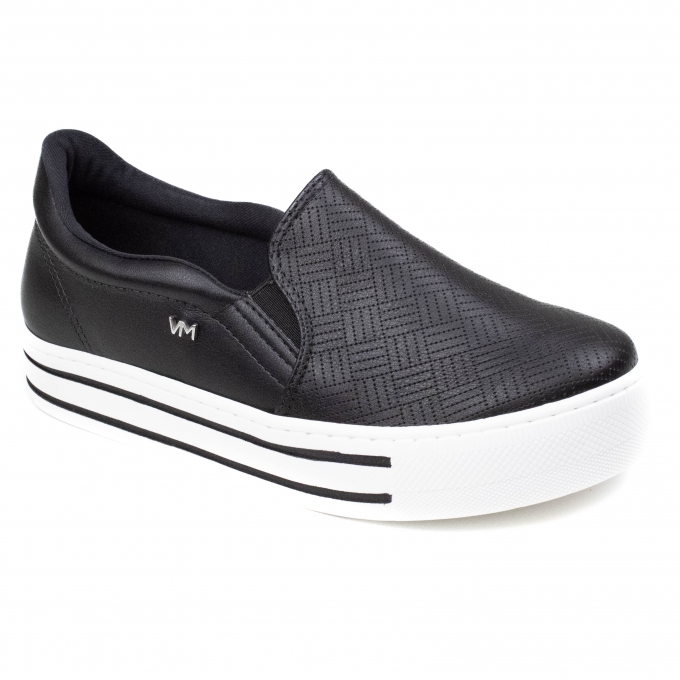 Tênis Feminino Via Marte Slip On Caixa - PRETO/PRETO