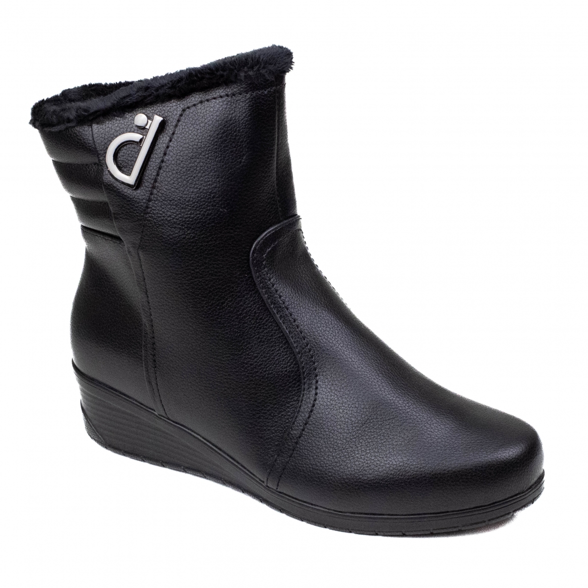 Bota Feminina Mooncity Anabela Cano Baixo - PRETO