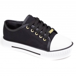 Tênis Infantil Feminino Molekinha Lona - PRETO/BRANCO
