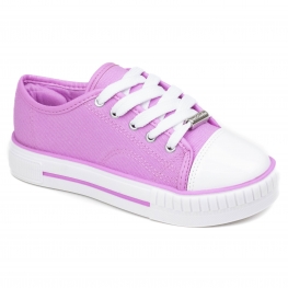 Tênis Infantil Feminino Molekinha Lona - ROSA MAUVE/BRANCO