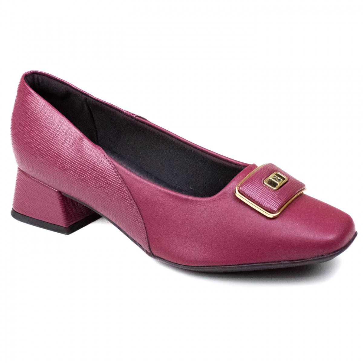 Sapato Feminino Piccadilly Salto Quadrado Fivela - RUBY
