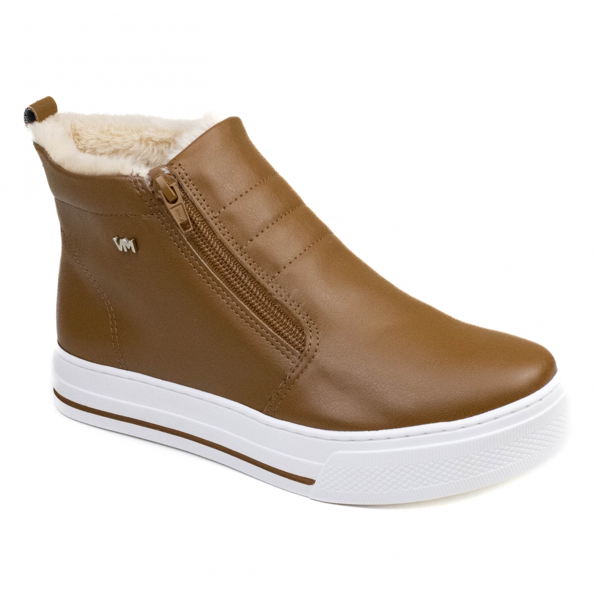 Tênis Feminino Via Marte Cano Médio Pelo - CARAMELO/ARENITO