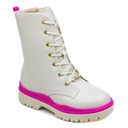 Coturno Infantil Feminino Molekinha Tratorado - BRANCO OFF/PINK