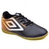 Chuteira Infantil Futsal Indoor Umbro Warskin - PRETO/LARANJA/BRANCO