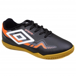 Chuteira Infantil Futsal Indoor Umbro Prisma+ - PRETO/BRANCO/CORAL