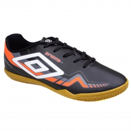 Chuteira Masculina Umbro Indoor Prisma + - PRETO/BRANCO/CORAL