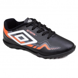 Chuteira Infantil Society Umbro Prisma+ - PRETO/BRANCO/CORAL
