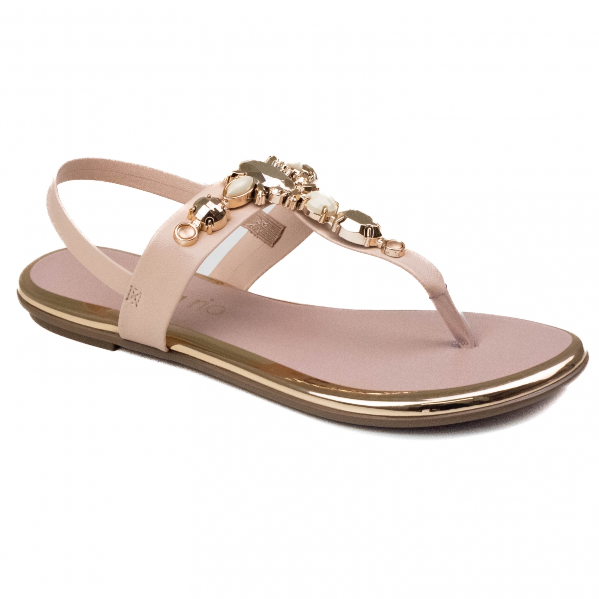 Sandália Feminina Beira Rio Rasteira Pedras - ROSA