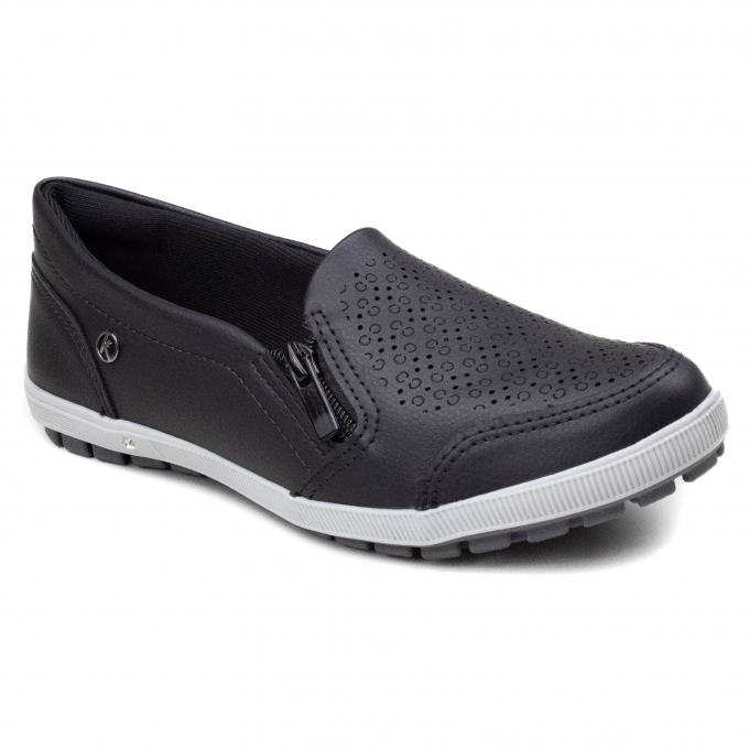 Sapatilha Feminina Kolosh Zíper - PRETO