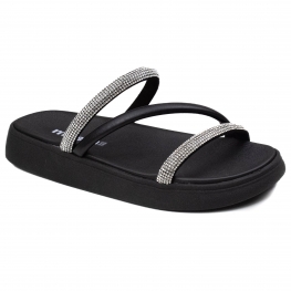 Tamanco Feminino Moleca Flatform Brilho  - PRETO
