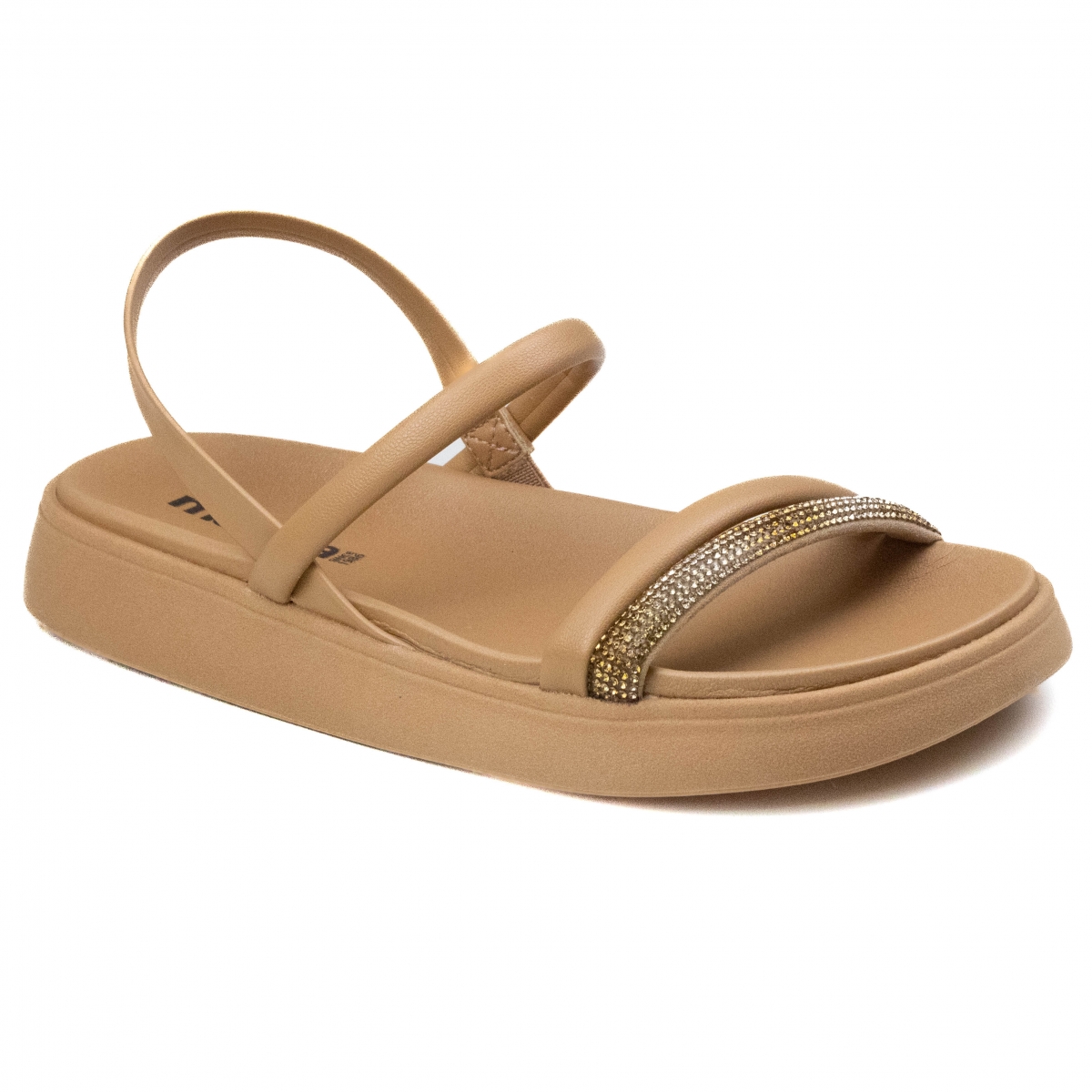 Sandália Feminina Moleca Flatform Brilho  - NUDE