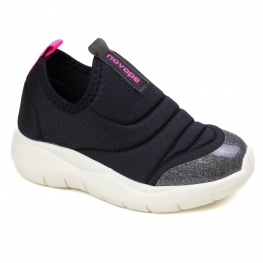 Tênis Bebê Feminino Novopé Nylon Pro - PRETO/PINK
