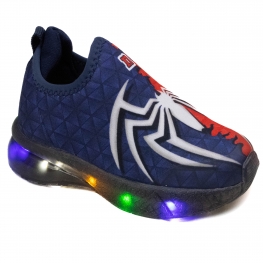 Tênis Bebê Masculino Novopé Led Gel - HOMEM ARANHA/FUME