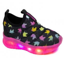 Tênis Bebê Feminino Novopé Led - UNICORNIO PRETO/PINK