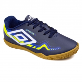 Chuteira Infantil Futsal Indoor Umbro Prisma+ - MARINHO/BRANCO/LIMAO