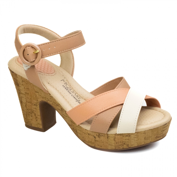 Sandália Feminina Modare Meia Pata XX - CREME/PESSEGO/NUDE