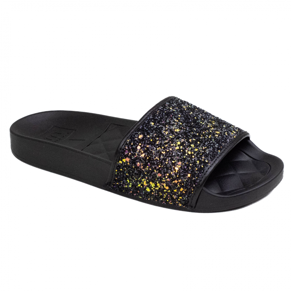 Tamanco Feminino Moleca Slide Gliter - MULTI PRETO/PRETO