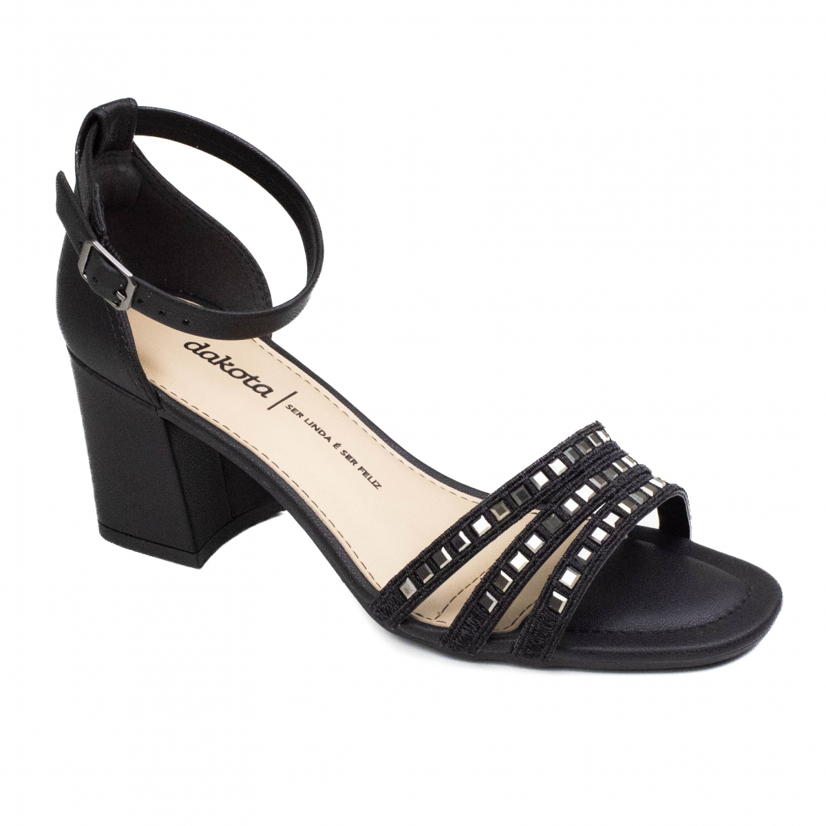 Sandália Feminina Dakota Bloco Traseiro - PEWTER/PRETO