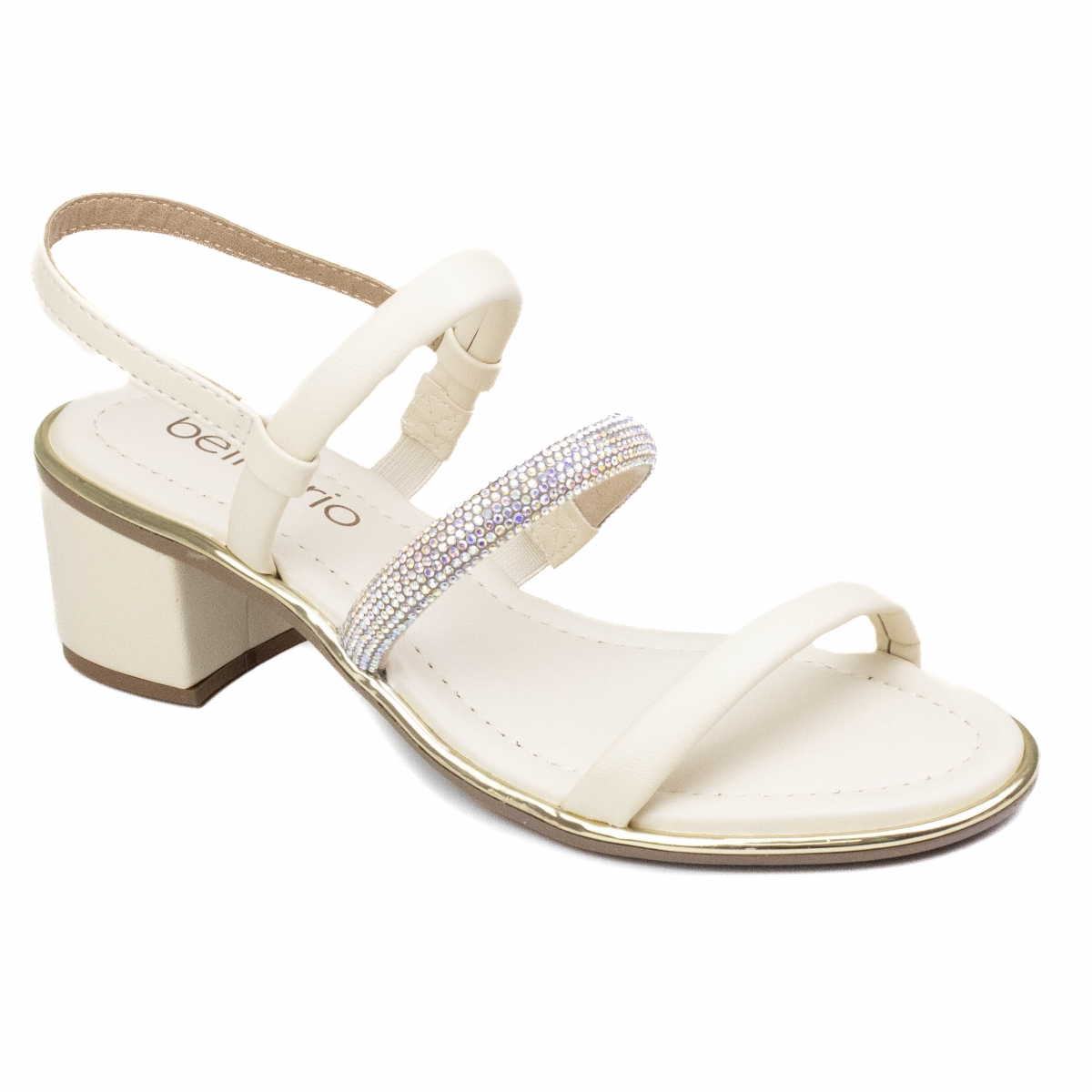 Sandália Feminina Beira Rio Elástico Brilho - CREME